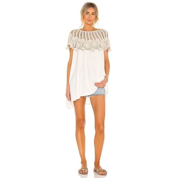 Free People Sweet Sun Cotton Oversized Tunic Ivory  Size XS NWOT Retail $168 - Picture 6 of 6